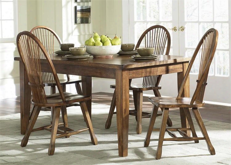 Treasures Collection 17-t3660 60" Dining Table With Tapered Legs Apron And Select Hardwoods & Ash Veneers In Rustic Oak