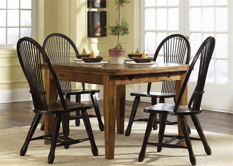 Treasures Collection 17-t3868 44" - 68" Retractable Table With Tapered Legs Apron And Two 12" Retractable Leaves In Rustic Oak