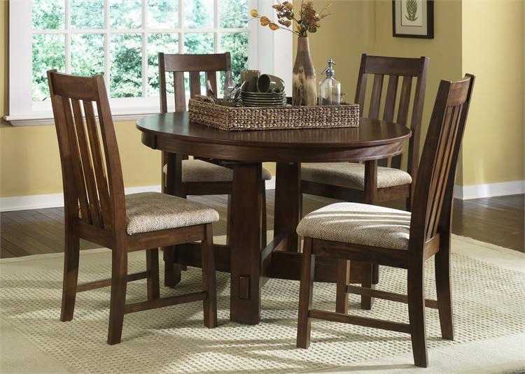 Urban Mission Collection 27-t4866 48" - 66" Dining Table With 18" Butterfly Leaf Stretchers And Apron In Dark Mission Oak