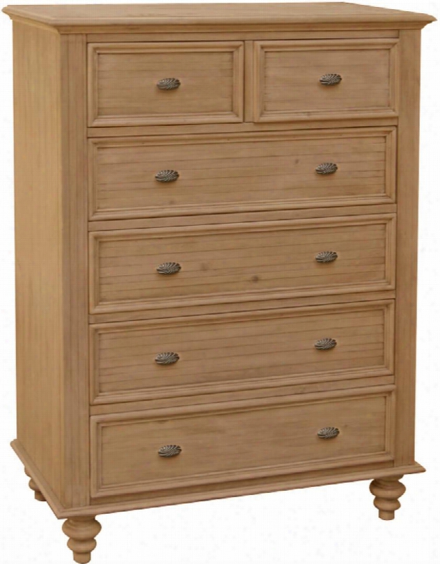 Vintage Casual Collection Cf-1241-0252 38" Chest With 6 Drawers Felt-lined Top Drawers Decorative Metal Pull Knobs And Molding Details In Plantation