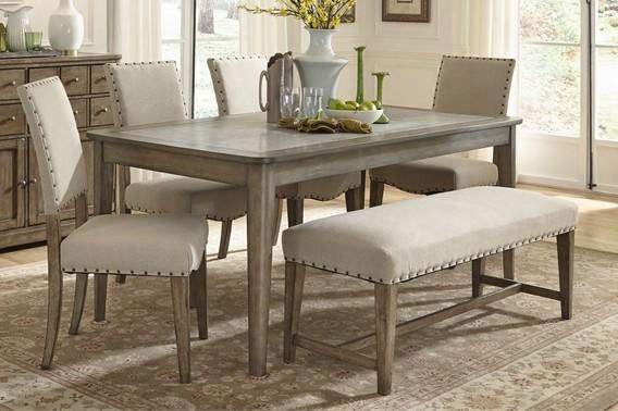 Weatherford Collection 645-cd-6rts 6-piece Dining Room Set With Rectangular Dining Table Bench And 4 Side Chairs In Brownstone Caramel