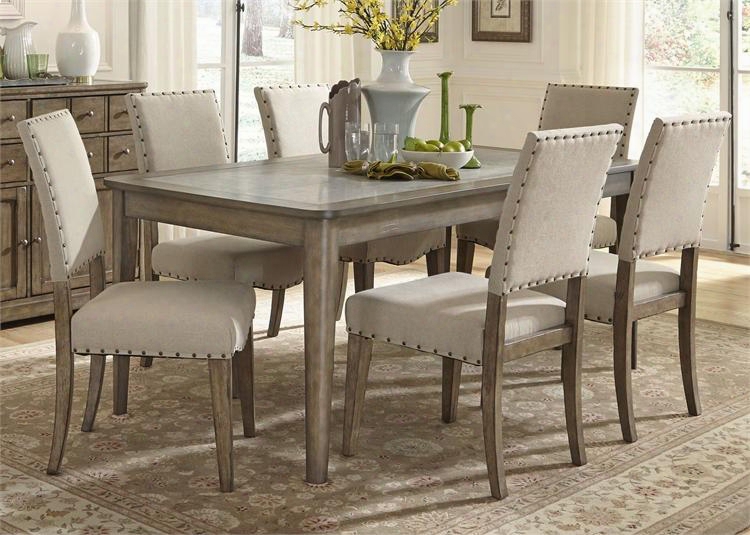 Weatherford Collection 645-cd-7rls 7-piece Dining Room Set With Rectangular Dining Table And 6 Side Chairs In Brownstone Caramel