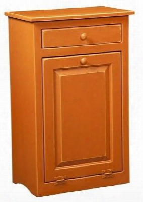 465213bo 22" Trash Bin With 1 Door 1 Drawer Simple Knobs And Premium Grade Languish Wood Construction In Burnt Orange