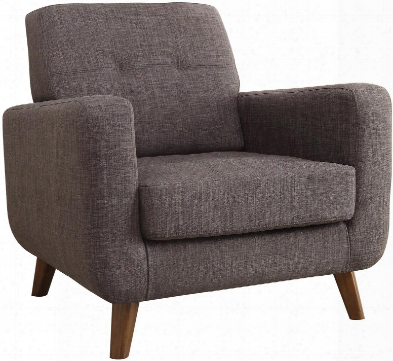Accent Seating 902481 35.5" Accent Chair With Mid Century Design Overstacked Track Arms Tapered Legs And Fabric Upholstery In Grey