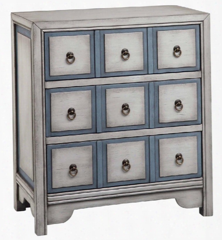 Adley 13167 27" Chest With Distressed Details Square Drawer Front Design And Decorative Hardware In