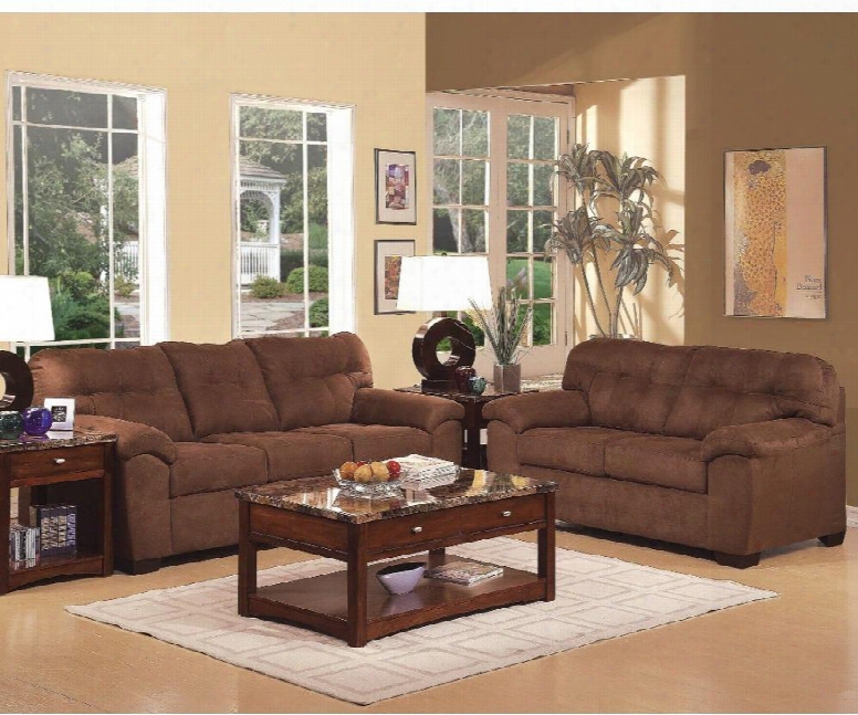 Aislin 50380slt 5 Pc Living Room Set With Sofa + Loveseat + Coffee Table + 2 End Tables In Espresso