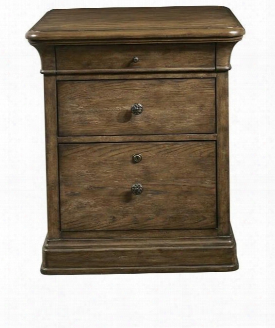 American Attitude 8854955 26" File Cabinet With 2 Drawers 1 File Drawer Casters Rounded Corners Oak Veneers And Hardwood Solids Construction In Medium Wood