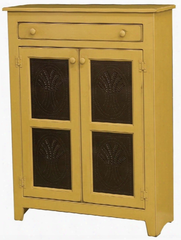 Anna 4650204tom 36" Large Pie Safe With 2 Doors 1 Drawer Metal Knobs And Premium Grade Pine Wood Construction In Ole Mustard