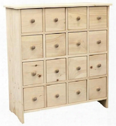 Annabelle 4650231u 36.5" Chest With 16 Drawers Simple Knobs Proudly Made In The U.s.a. And Premium Grade Pine Wood Construction In Unfinished