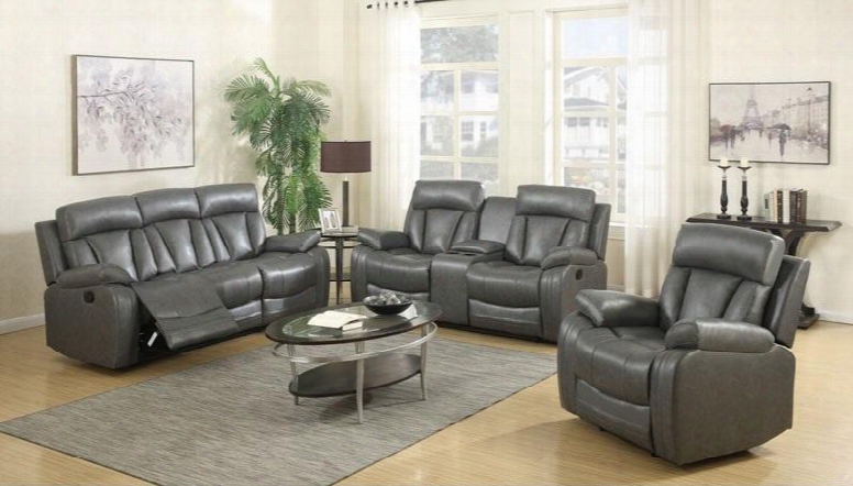 Avery 645-gry-s-l-c 3 Piece Living Room Set With Reclining Sofa + Reclining Loveseat And Reclining Chair In