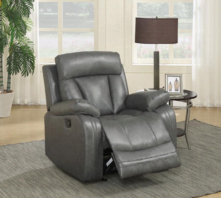 Avery 645gry-c 39" Recliner With Top Quality Bonded Leather Upholstery Rocker Reclining And Removable Backs In