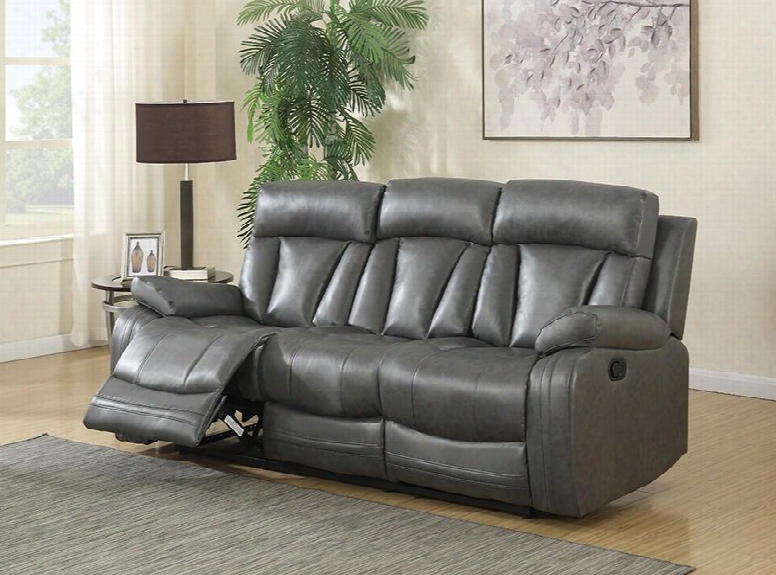 Avery 645gry-s 84" Sofa With Top Quality Bonded Leather Upholstery Rocker Reclining And Removable Backs In