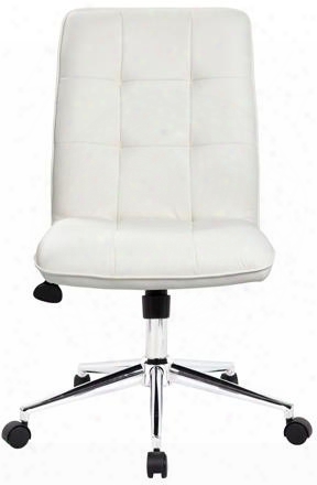 B330-wt 36" Modern Office Chair With Upright Locking Position Seat Height Adjustment Adjustbale Tilt Tension Control 27" High Crown Chrome Base And Hooded