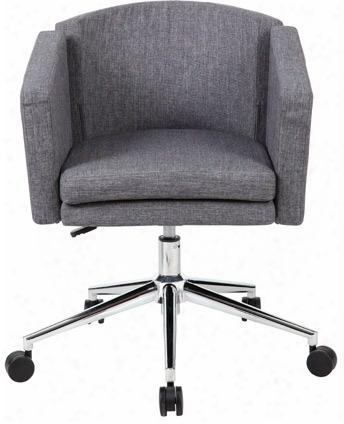 B416csg 30" Metro Club Desk Chair With Metro Design Seat Height Adjustment And Large 27" High Croown Chrome Base In Slate