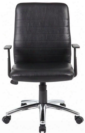 B431-bk 37" Retro Task Chair With Black T-arms Upright Locking Position. Seat Height Adjustment Adjustable Tilt Tenskon Control 25" Chrome Base Hooded