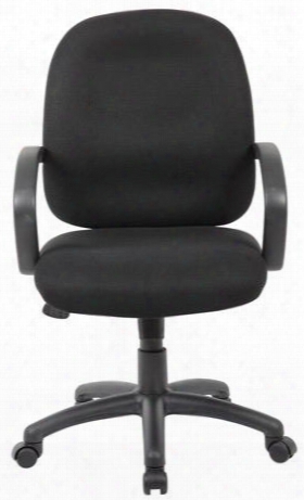 B500-bk Executive Task Chair With Black Polyurethane Fixed Arms Seat Height Adjustmeent Adjustable Tilt Tension Control 25" Black Nylon Base Hooded Double