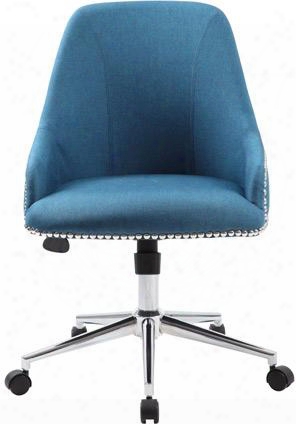 B516cpb 34" Carnegie Desk Chair With Silver Nail-head Trim Seat Height Adjustment Adjustable Tilt Tension Control 27" High Crown Chrome Base And Hooded