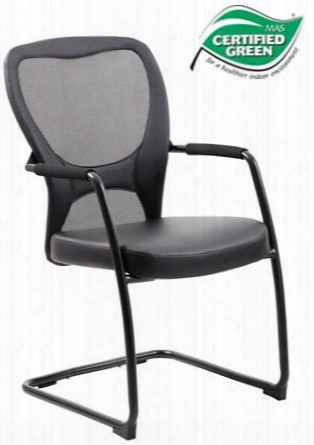 B6509-bk 38" Guest Chair With Mesh Back Black Cantilever Base And Upholstered Seat In Black