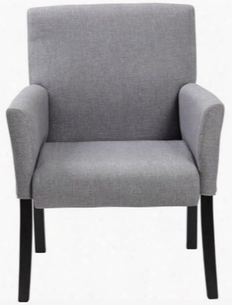 B659-mg 36" Contemporary Mid-back Guest Chair With Box Arm Chair Lumbar Support Black Finished Wood Legs And Upholstered In Medium Gray Commercial Grade