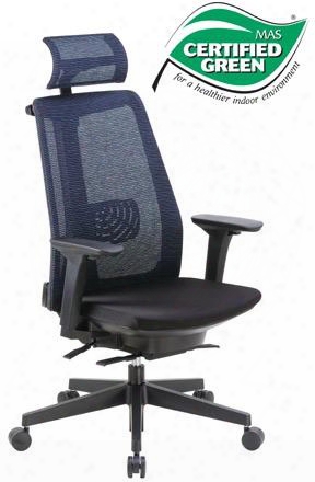 B6990-bk-hr 38" Contemporary Executive Chair With Headrest Unique Design Mesh Fabric Seat And Back Adjustable Eight Arms Seat Slider 27" Nylon Base And