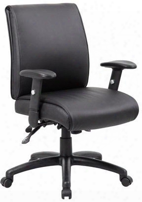 B716-bk-ss 39" Multi-function Mid-back Executive Chair With Seat Slider 3 Paddle Multi-function Tilting Mechanism Adjustable Height Armrests Ratchet Back