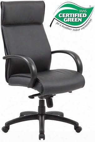 B7711-bk 45" High-back Executive Chair With Black Finished Arms Knee Tilt Mechanism Gas Lift Seat Height Adjustment And Adjustable Tilt Tension Control In