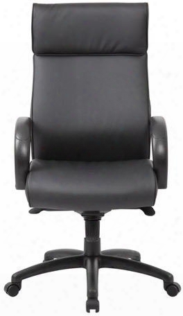 B77712-bk 45" High-back Executive Chair With Firm Molded Polyurethane Black Arms Knee Tilt Mechanism Pneumatic Gas Lift Seat Height Adjustment And Adjustable