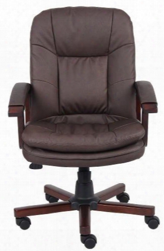 B796-vsbn 41" Executive Chair With Versailles Cherry Finished Wood Arms Spring Tilt Mechanism Upright Locking Position And Adjustable Tilt Tension Control