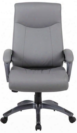B8661-gy 44" Double Layer Executive Chair With Gunmetal Finished Arms And Base Padded Armrests Pneumatic Gas Lift Height Adjustment Adjustable Tilt Tension
