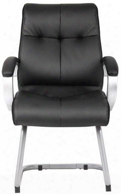 B8779s-bk 40" Double Plush Executive Guest Chair With Cantilever Base And Mesh Side Panels In