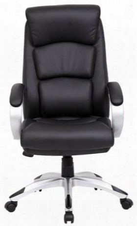 B8981-bk 44" Leatherplus Executive Chair With Padded Armests Upright Locking Position Adjustable Tilt Tension Control And 27" Nylon Base In Black