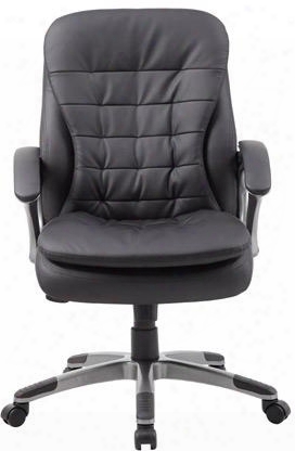 B9336 3 8" Mid Back Executive Chair With Patented Ribbed Pillow Design Pillow Top Cushions Padded Armrests Upright Locking Position And Gas Lift Seat Height