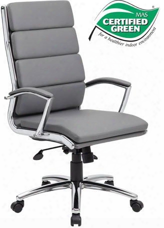 B9471-gy 43" Executive Chair With Metal Chrome Plated Arms Hard Power Pads Spring Tilt Mechanism Upright Locking Position And Seat Height Adjustment In