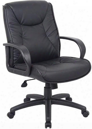 B9836 39" Mid Back Executive Chair With Steel Back Frame Upright Locking Position Pneumatic Gas Lift Seatheight Adjustment Adjustable Tilt Tension Control