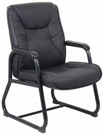 B9839 38" Mid Back Guest Chair With Steel Back Frame In Black Leatherplus