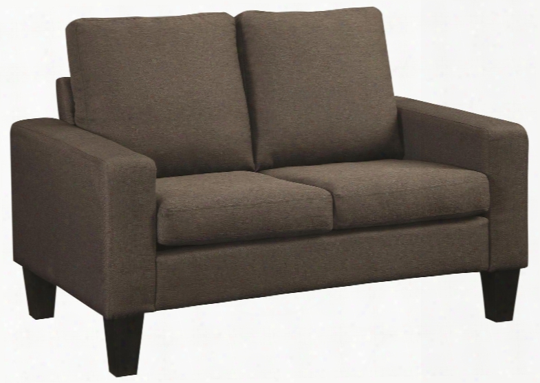 Bachman 504765 53" Loveseat With Track Arms Tapered Forest Legs And Fabric Upholstery In Grey