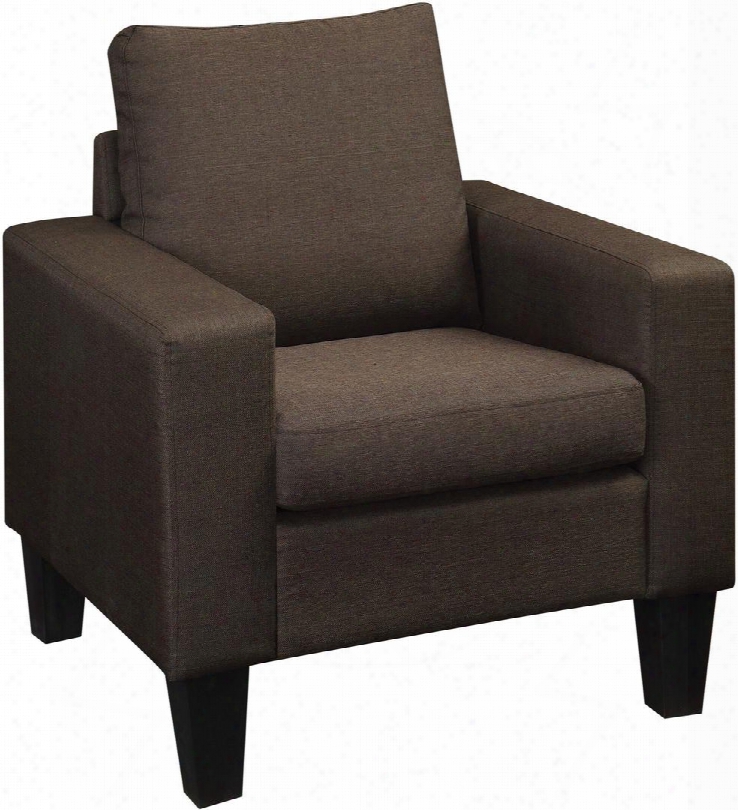 Bachman 504769 32" Armchair With Track Arms Tapered Wood Legs And Fabric Upholstery In Chocolate