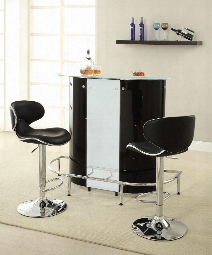 Bar Units And Bar Tables 100654bs 3 Pc Bar Table Set With Bar Unit + Bar Stools In Black And White