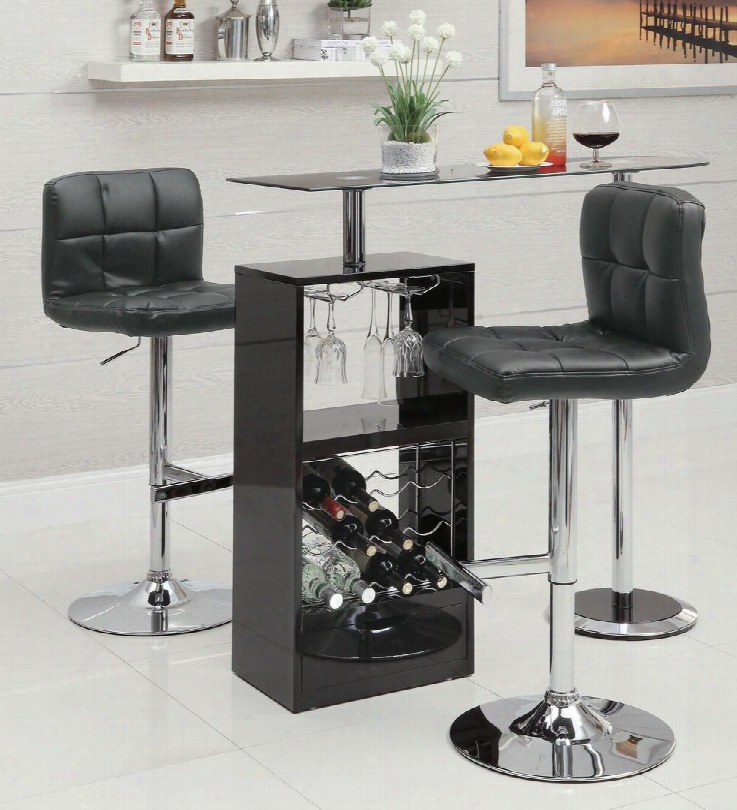 Bar Units And Bar Tables 120451tc 3 Pc Bar Table Set With Bar Table + Bar Stools In Black