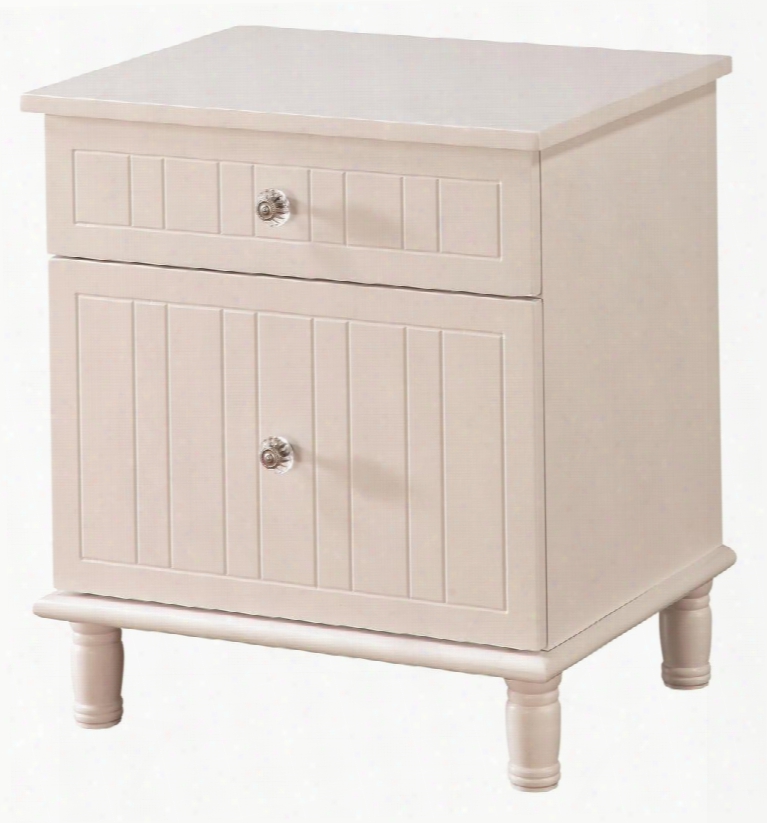 Bethany 400682 20.5" Nightstand With 2 Drawers Crystal Blingy Knobs Straight Lines Turned Legs And English Dovetail In White