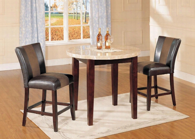 Britney 17218t2c 3 Cp Bar Table Set With Counter Height Table + 2 Counter Height Chairs In Walnut