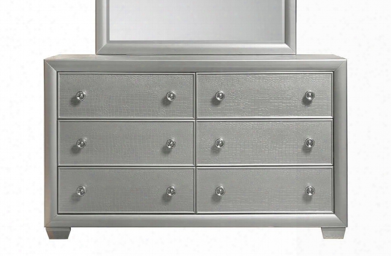 Celestial 8960010 60" Dresser With 6 Drawers Faux Reptile Textured Panels Flush Fitting Top Mitered Front Frame Selected Veneers And Hardwood Solids In