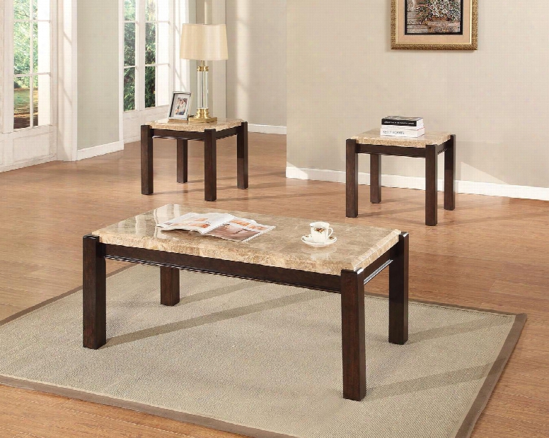 Charissa 80793ce 3 Pc Livingr Oom Table Set With Coffee Table + 2 End Tables In Aegean Light Brown