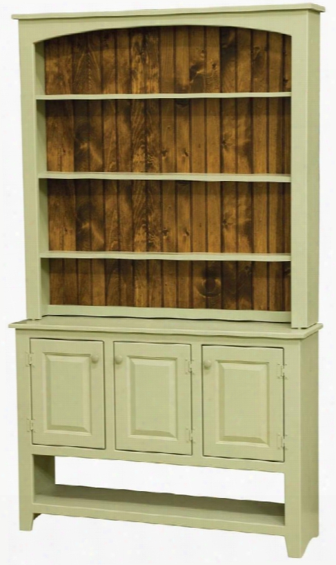 Charity 46551042tcmc 49" Two Tone Sideboard With 3 Shelves Hutch 3 Doors And Disrtessed Detailing In Celery With Michael's Cherry Stained Back