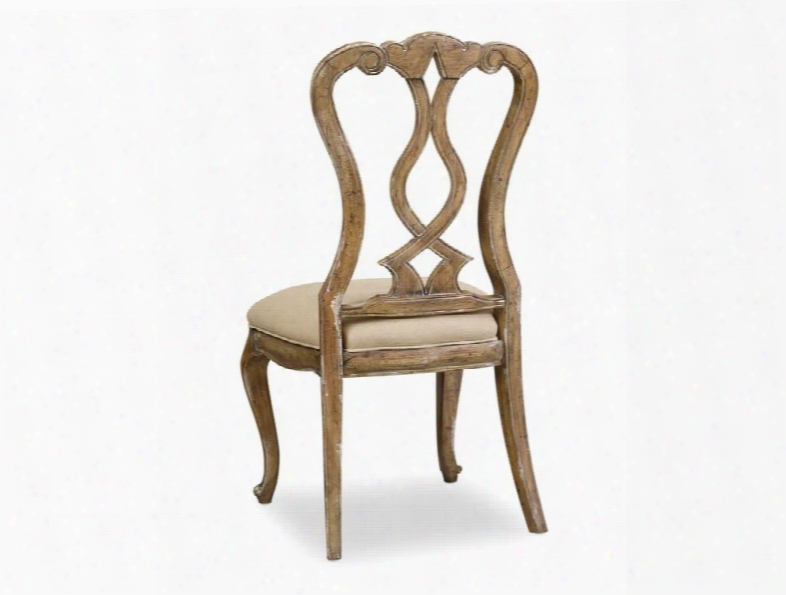 Chatelet Series 5300-75410 42" Traditional-style Dining Room Splatback Side Chair With Carved Detailing Cabriole Legs And Fabric Upholstery In Caramel