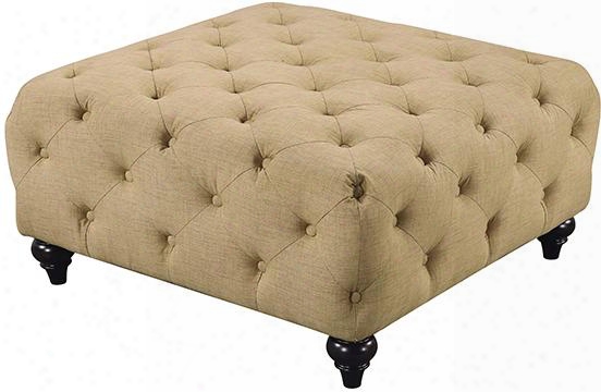 Chesterfield 662sand-ott 36" Ottoman With Top Quality Linen Fabric Upholstery In