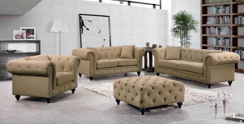 Chesterfield 662sand-s-l-c-o 4 Piece Living Room Set With Sofa + Loveseat + Chair And Ottoman In