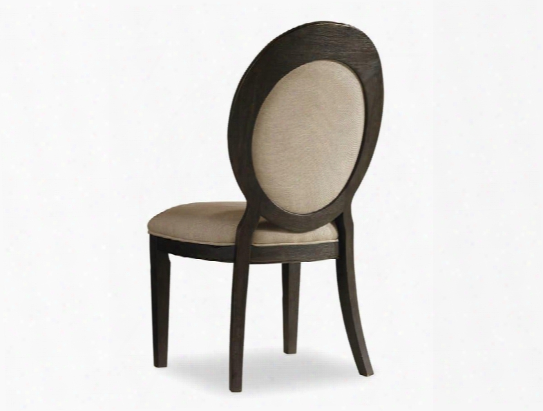 Corsica Series 5280-75412 41" Traditional-style Dining Room Dark Oval Back Side Chair With Tapered Legs Piped Stitching And Fabric Upholstery In
