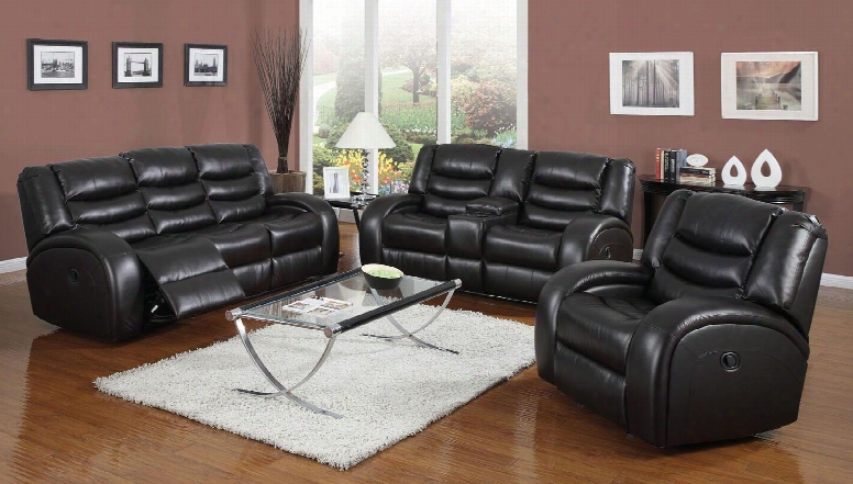 Dacey 50740slrt 5 Pc Living Room Set Upon Sofa + Loveseat + Recliner + Coffee Table + End Table In Black