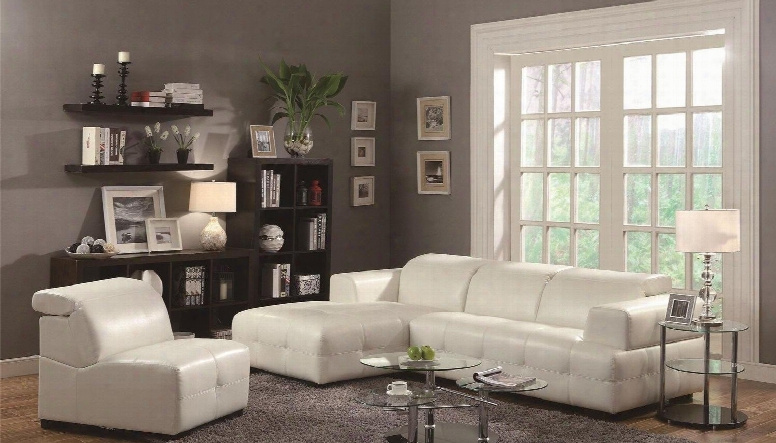 Darby 503617sac 2 Pc Living Room Set With Sectional Sofa + Armless Chair In White